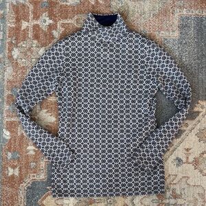 Duluth Trading Co Women’s Turtleneck Sweater - Navy and White